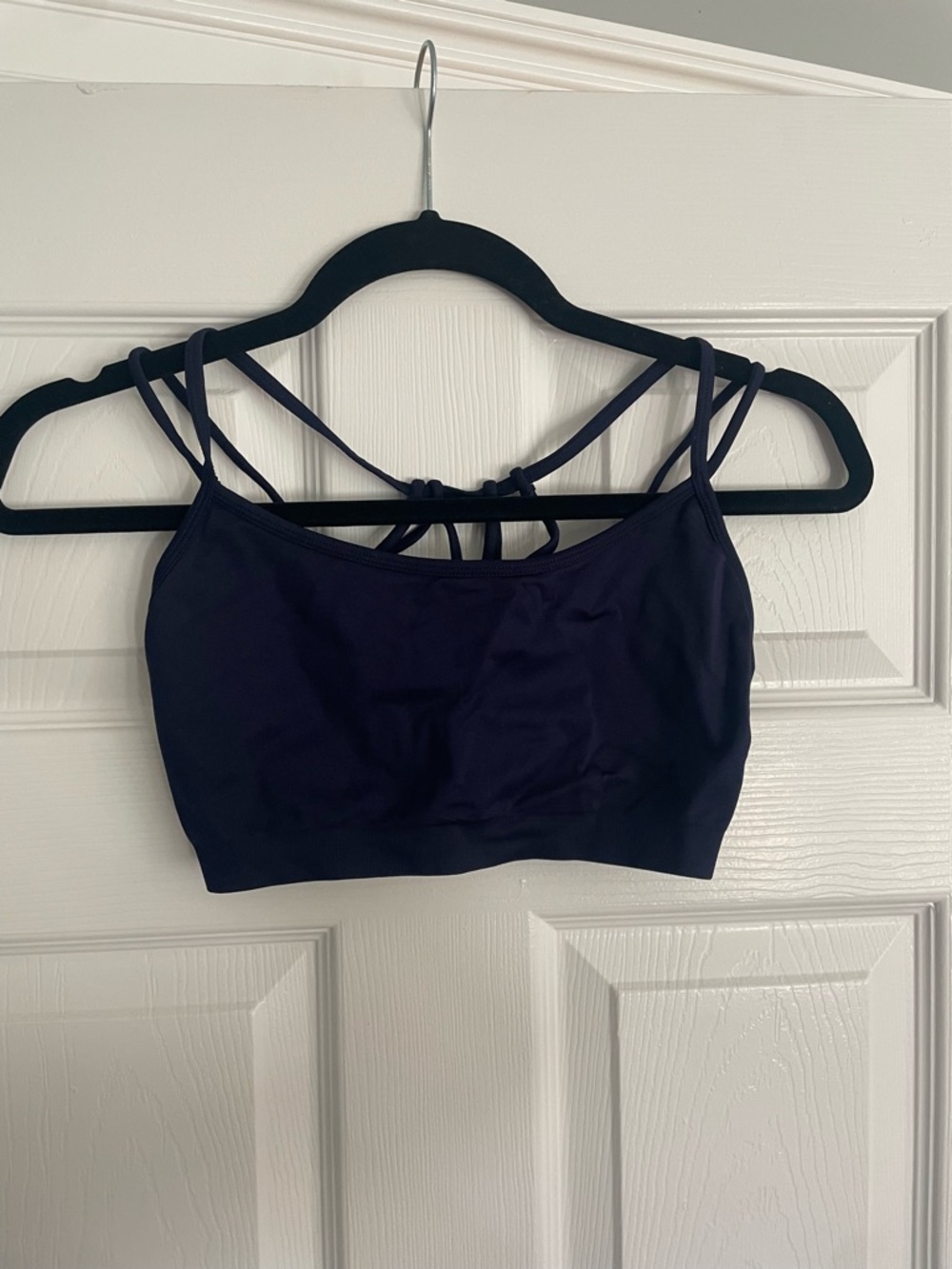 Fabletics Strappy Sports Bra in Deep Navy